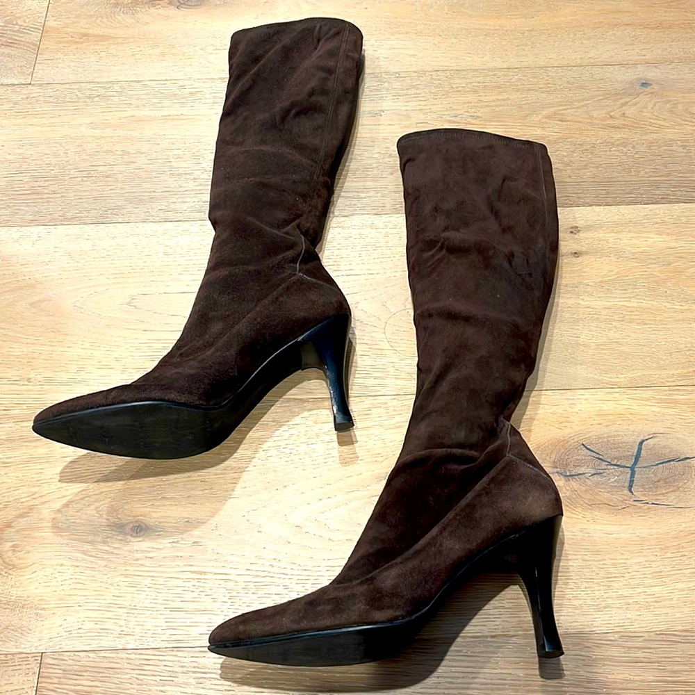 Stuart Weitzman Brown Suede Pull On Boots